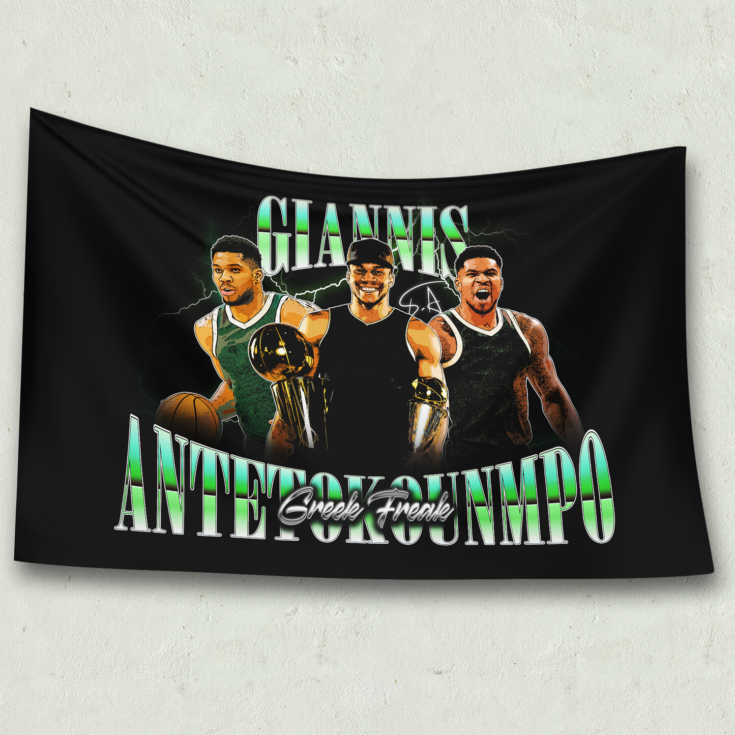 Giannis Antetokounmpo Throwback Style Wall Flag